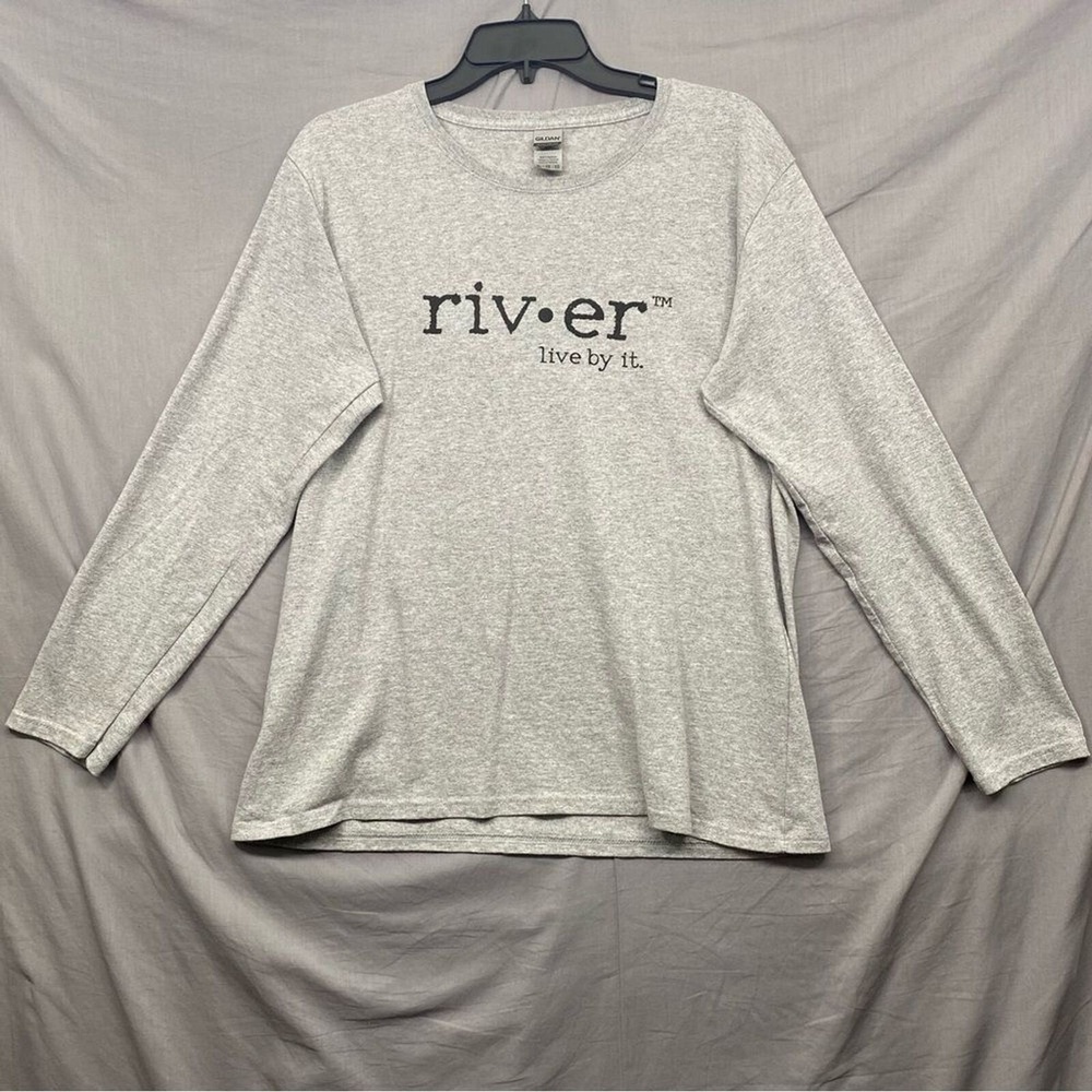 Gildan Heavy Cotton Long Sleeve "River" Gray Men Size‎ | XL